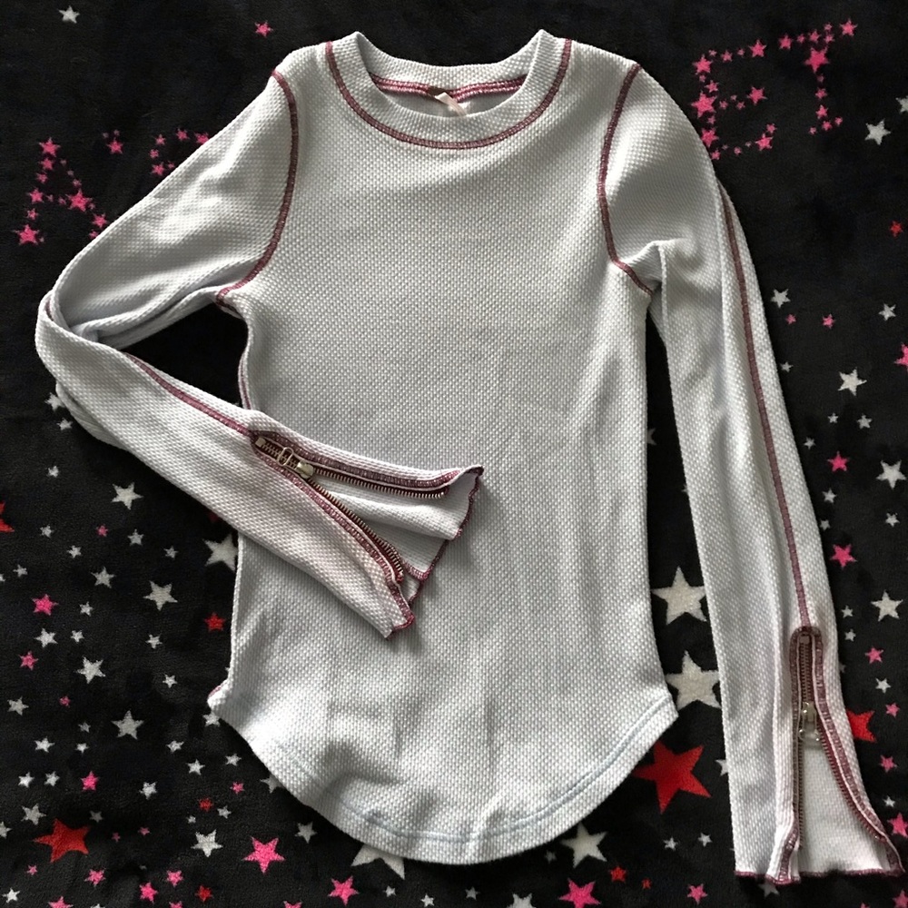 Free People Rare Light Blue Zipper Top XS